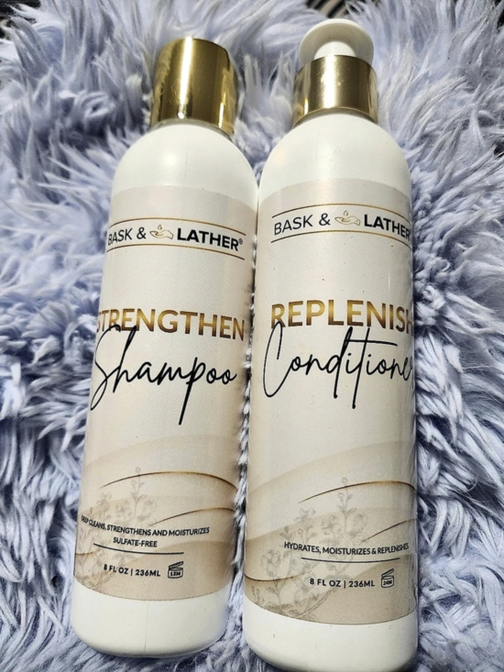 Bask & Lather Strengthen Shampoo and Replenish Conditioner Shampoo & Conditioner